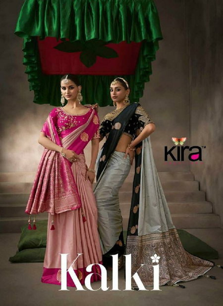Kalki Silk By Kira Pure Satin Silk With Raw Silk Sarees Online Wholesale